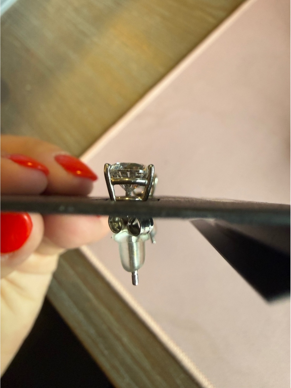 Nordstrom Platinum Plated Sterling Silver Cubic Zirconia Stud Earrings 2 CTW - Picture 5 of 5